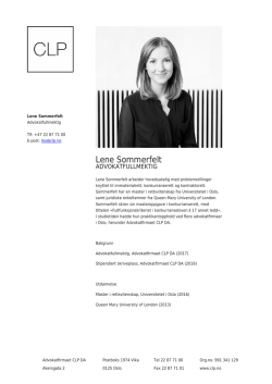Lene Sommerfelt - Advokatfirmaet CLP DA