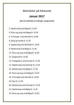 Aktiviteter på Eikstunet Januar 2017