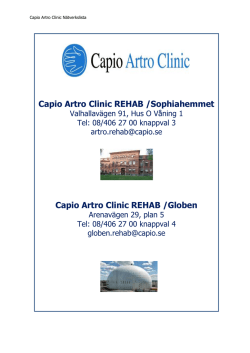 Capio Artro Clinic REHAB /Sophiahemmet Capio Artro Clinic