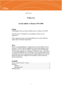 Fråga-svar Syrisk militär i Libanon 1976-2005 Fråga Svar
