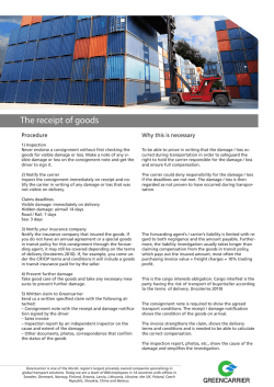 The receipt of goods - Greencarrier Freight Services