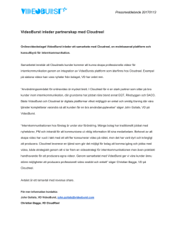 VideoBurst inleder partnerskap med Cloudreel