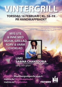 sabina chantouria torsdag 16 februari | kl. 16–19 på