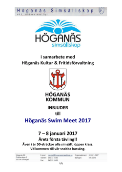 Inbjudan Höganäs Swim Meet 2017