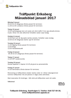 Träffpunkt Eriksberg Månadsblad januari 2017