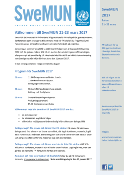 Välkommen till SweMUN 21-23 mars 2017 - Svenska FN