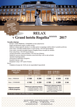 RELAX v Grand hotelu Rogaška         2017