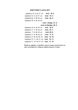 SVETI KRST V LETU 2017 - priprava 13. 2. ob 17. uri