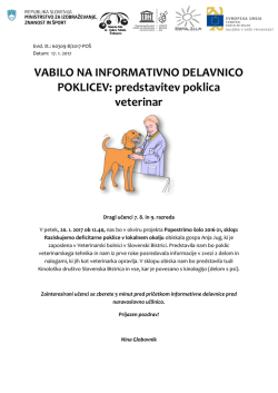 Predstavitev poklica veterinarja – informacije