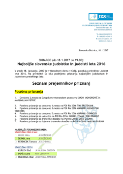 Seznam prejemnikov priznan Judo zveze Slovenije