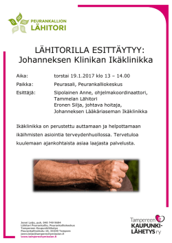Ikäklinikka esittäytyy - Tampereen Kaupunkilähetys