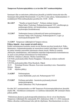Tampereen Psykoterapiayhdistys ry:n kevään 2017