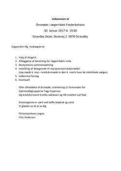 Årsmøde i Jægerrådet Frederikshavn 30. Januar 2017 kl. 19.00