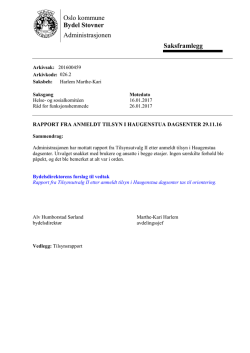 HSK-RFF Rapport fra anmeldt tilsynsbesøk i