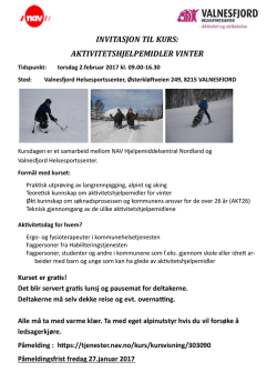 invitasjon til kurs: aktivitetshjelpemidler vinter