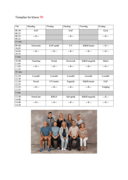Timeplan for klasse 9b