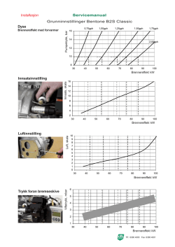 Bentone oljebrenner B2S Classic grunninnstillinger