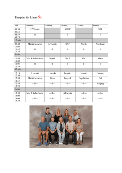 Timeplan for klasse 9a