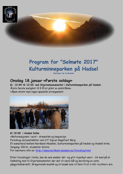 Program for "Solmøte 2017" Kulturminneparken på Hadsel