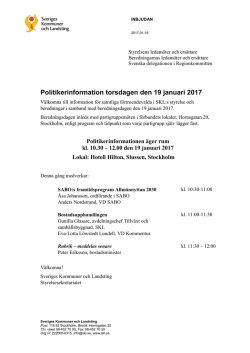 19 januari 2017 - Sveriges Kommuner och Landsting