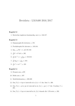Bevislista - LMA400 2016/2017