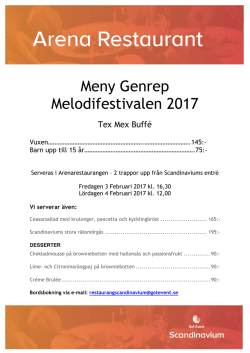 Meny Genrep Melodifestivalen 2017