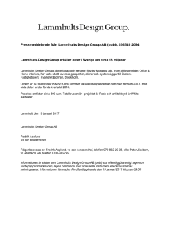 Pressmeddelande från Lammhults Design Group AB (publ