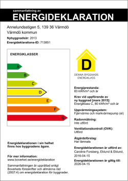 Energideklaration 3, 5, 7 Brf Lund