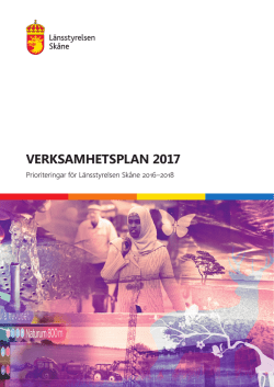 Länsstyrelsen Skånes verksamhetsplan för 2017