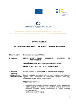 javni razpis - Slovenski podjetniški sklad