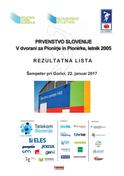 Rezultati Prvenstva Slovenije v dvorani za Pionirje in Pionirke letnik
