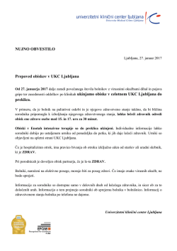 Nujno obvestilo UKC Ljubljana - prepoved obiskov v UKCL 27012027