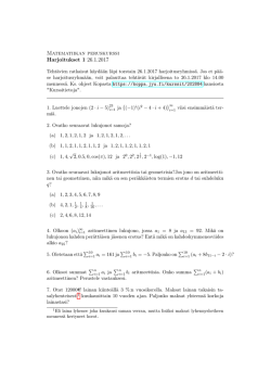 Matematiikan peruskurssi Harjoitukset 1 26.1.2017