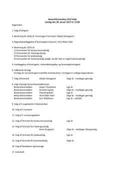 Generalforsamling i DcH Vejle lørdag den 28. januar 2017 kl. 13:00