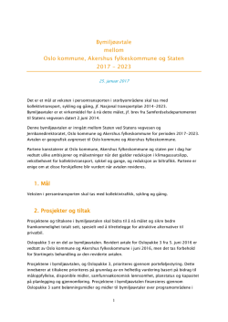 Bymiljøavtale med Oslo og Akershus 25 januar