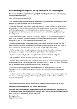 FUB Tønsbergs høringssvar om ny rammeplan for