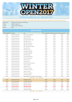 TIDSPLAN SØNDAG 29. JANUAR 2017