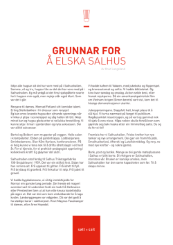 GRUNNAR FOR Å ELSKA SALHUS