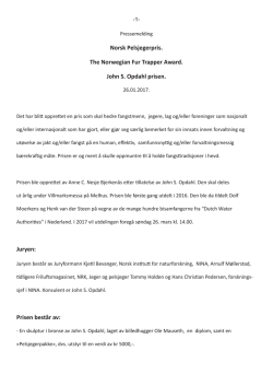 Norsk Pelsjegerpris. The Norwegian Fur Trapper Award. John S