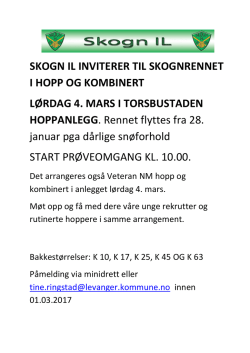 Ny invitasjon til Skognrennet 4. mars