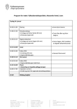 Program for møte i FBR 24.-25. januar