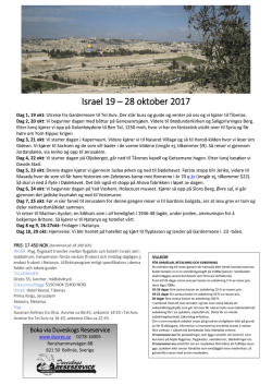 Israel 19 – 28 oktober 2017