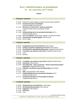 Kurs i administrasjon av gravplasser 25. – 28. september 2017 i Molde