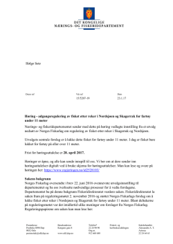 Høring - regulering av fisket etter reker i Skagerrak