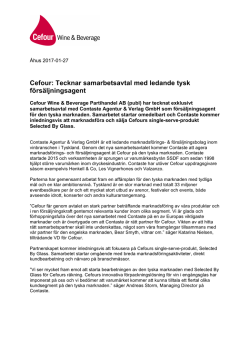 Cefour: Tecknar samarbetsavtal med ledande tysk försäljningsagent