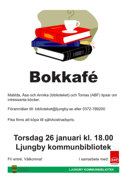 Torsdag 26 januari kl. 18.00 Ljungby kommunbibliotek