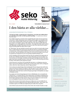 Nyhetsblad SEKO Klubb Mälartåg