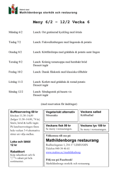 Meny 6/2 – 12/2 Vecka 6 Mathildenborgs restaurang