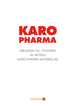 inbjudan till teckning av aktier i karo pharma