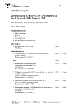 Agenda Styrelsen för Sahlgrenska Universitetssjukhuset 2017